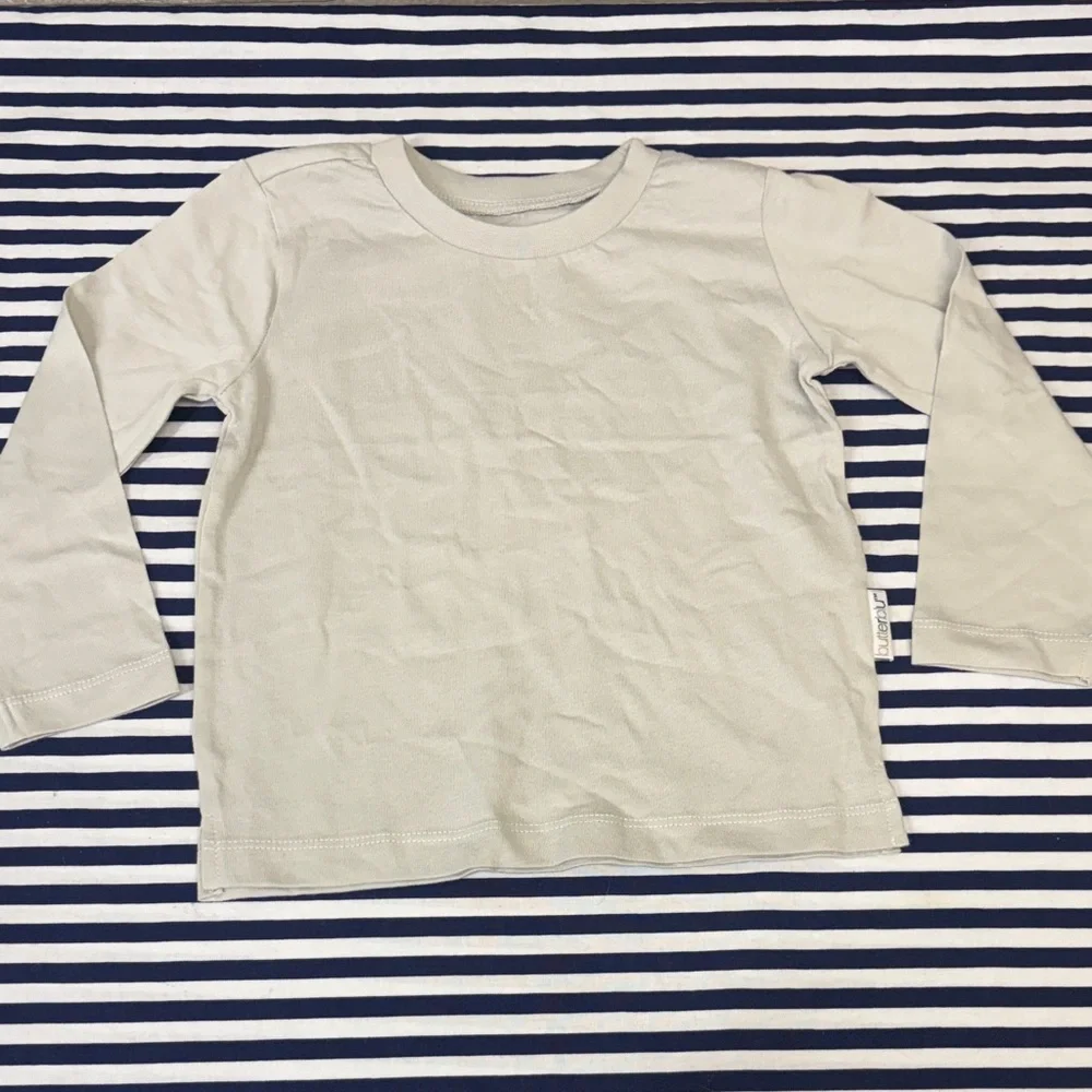 Butterblu Organic Cotton Long-Sleeve Crew Neck Tees Mint Gray White Size 24M - Picture 6 of 7